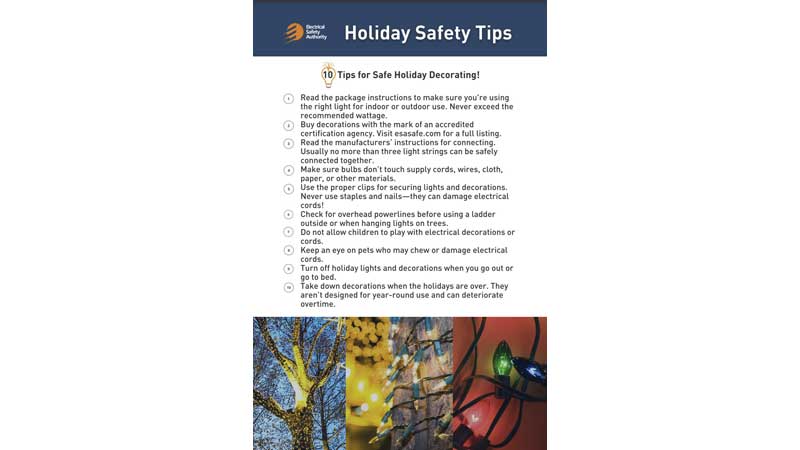 HOLIDAYS 🎄❄️🎁 Electrical Safety Authority Shares Tips for Staying Safe This Holiday Season ⚡⚠️
